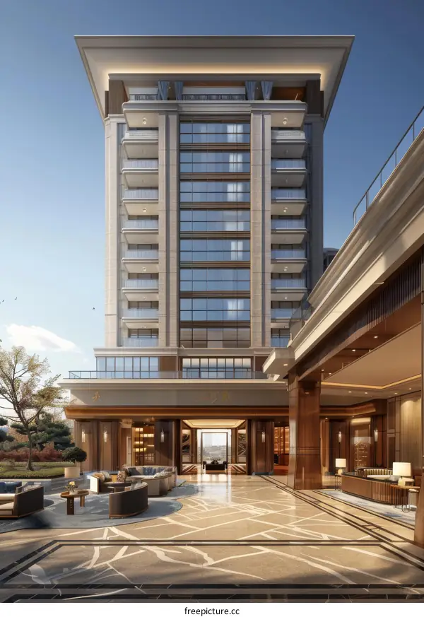 Luxury Modern Hotel Lobby Design Illustration