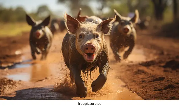 Muddy Pig Running