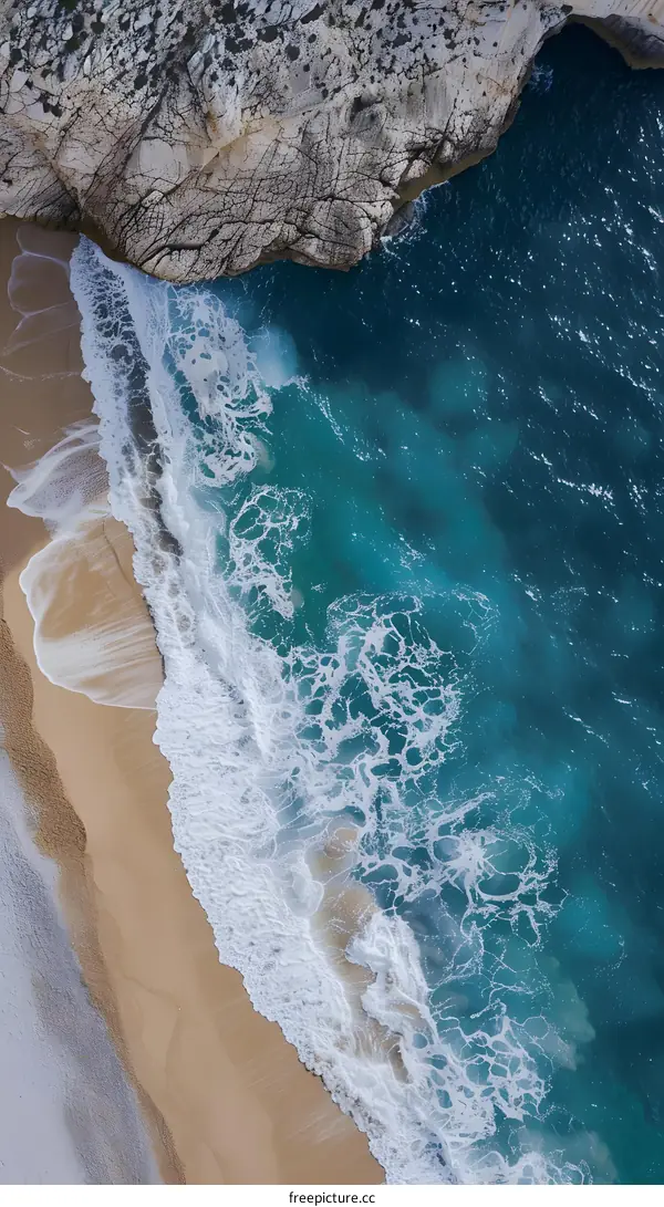 Aerial View of Beach and Ocean
