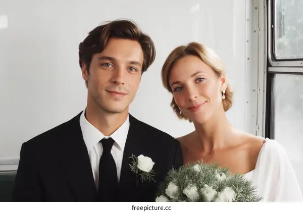 Couple in Formal Wedding Attire