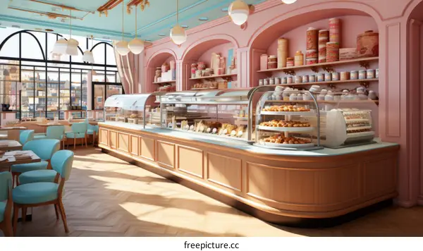 European style bakery shop interior design