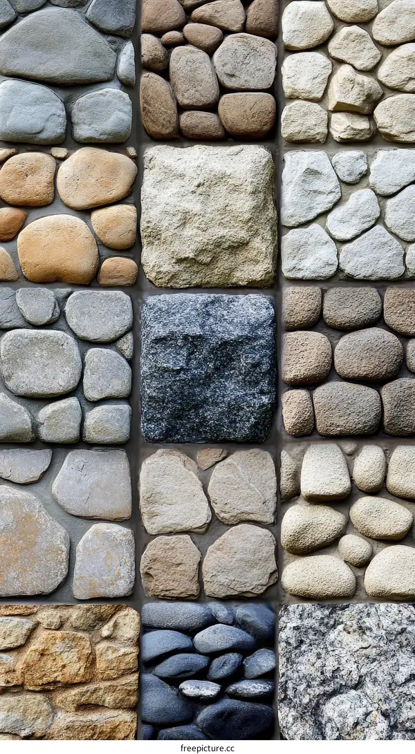 Variety of Stone Textures Mosaic Pattern