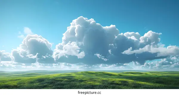 Green rolling hills under a blue sky with white clouds