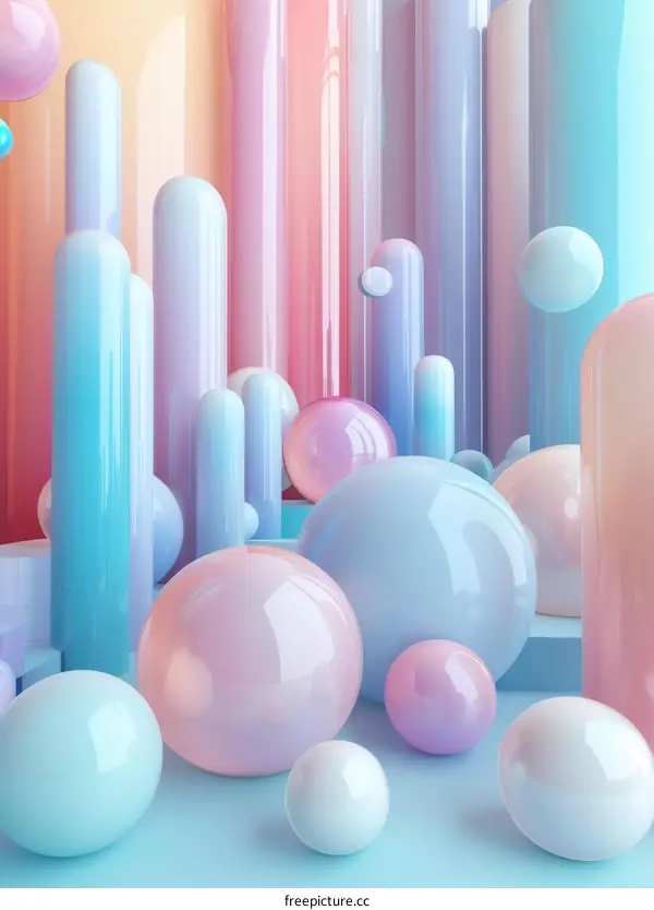 Pastel geometric shapes composition