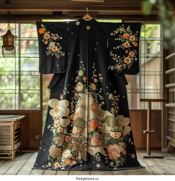 A kimono with a floral pattern
