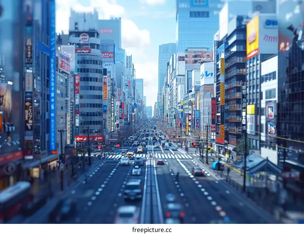 Busy Urban Street Scene in Japan