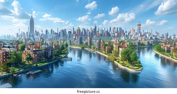 Residential area along the Hudson River in New York City