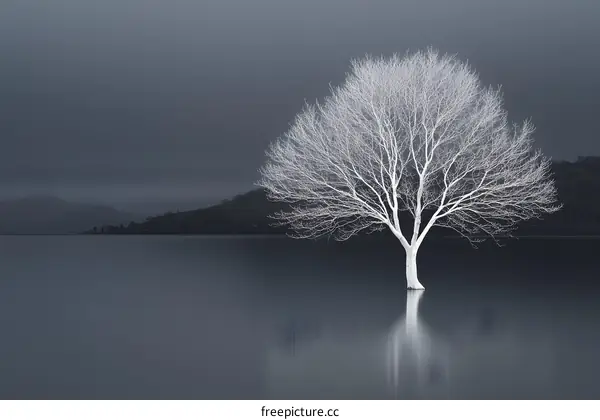 White Tree in a Calm Lake