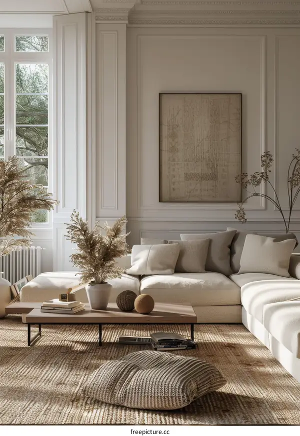 Modern Scandinavian Living Room with Natural Light