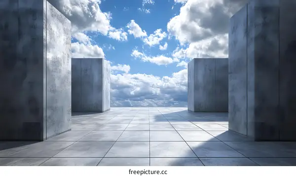 Minimalist Concrete Architecture with Sky View