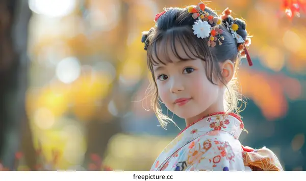 Portrait of a young girl in a kimono