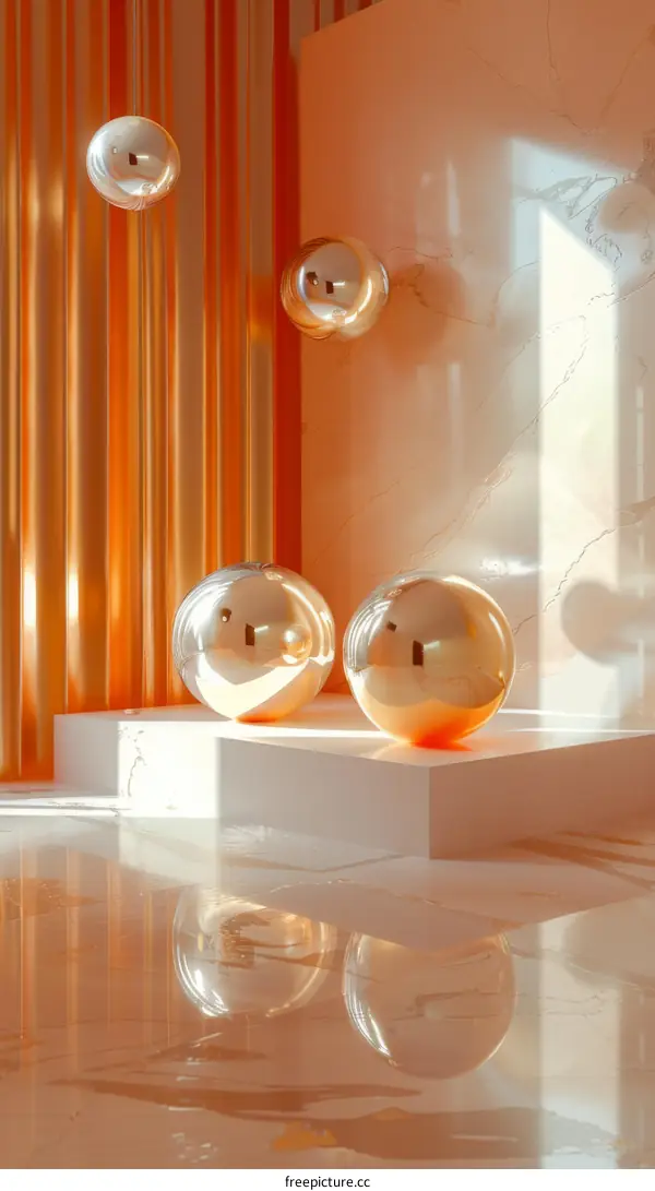 Modern Abstract Interior Design with Floating Balls