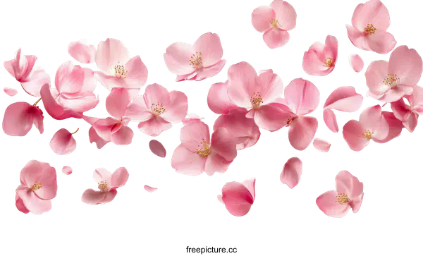 [Transparent Background PNG]Pink Floral Petals Floating in the Air