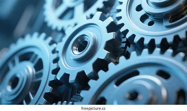 Close-up view of mechanical gears showing industrial machinery parts