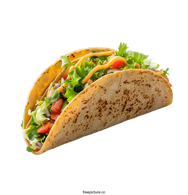 [Transparent Background PNG]Delicious taco with vegetables and sauce
