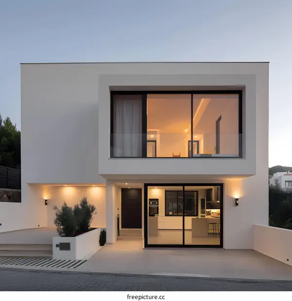 Modern White House with Large Windows