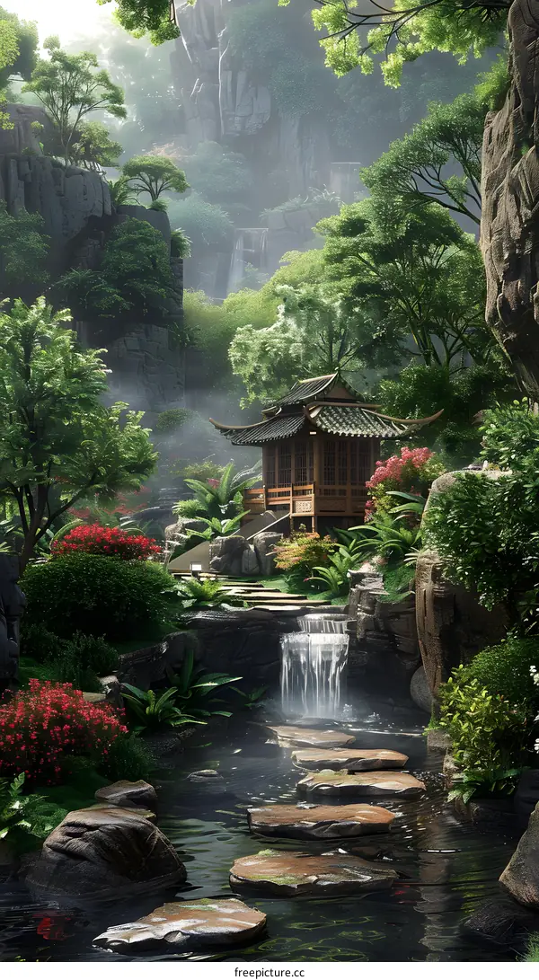 Misty Chinese Classical Garden