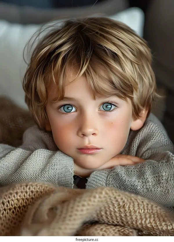 Portrait of a boy with blue eyes