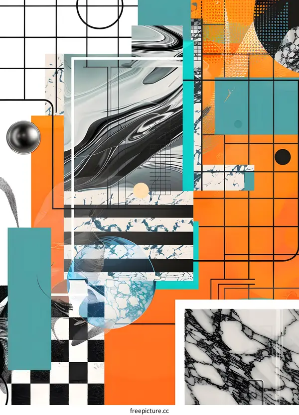 Abstract Geometric Shapes Digital Art Collage