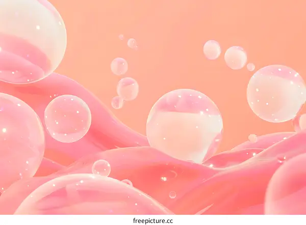 Abstract 3D Pink Bubbles Background