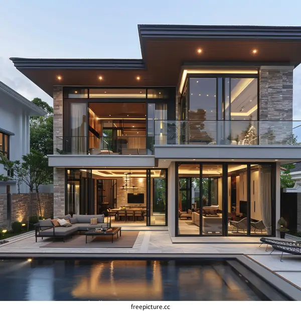 Modern Luxury House with Pool and Expansive Glass Windows