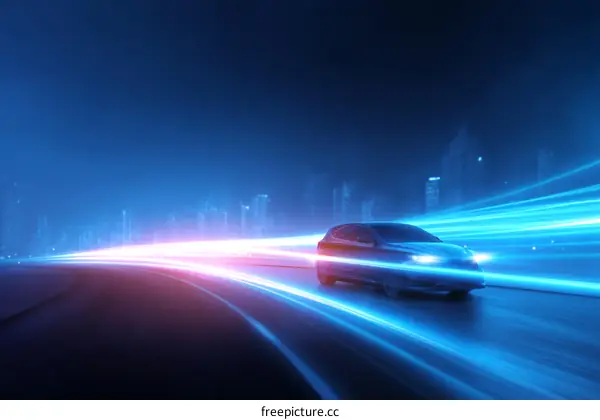 Futuristic Night City Drive Illustration