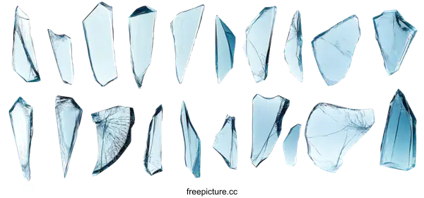 [Transparent Background PNG]Broken Glass Fragments Isolated on White Background