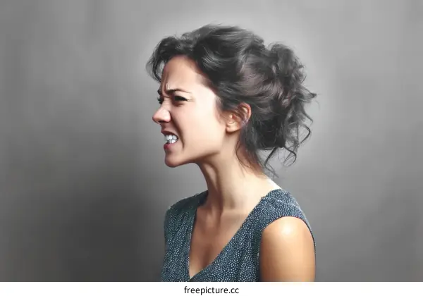 Angry Woman Profile Portrait