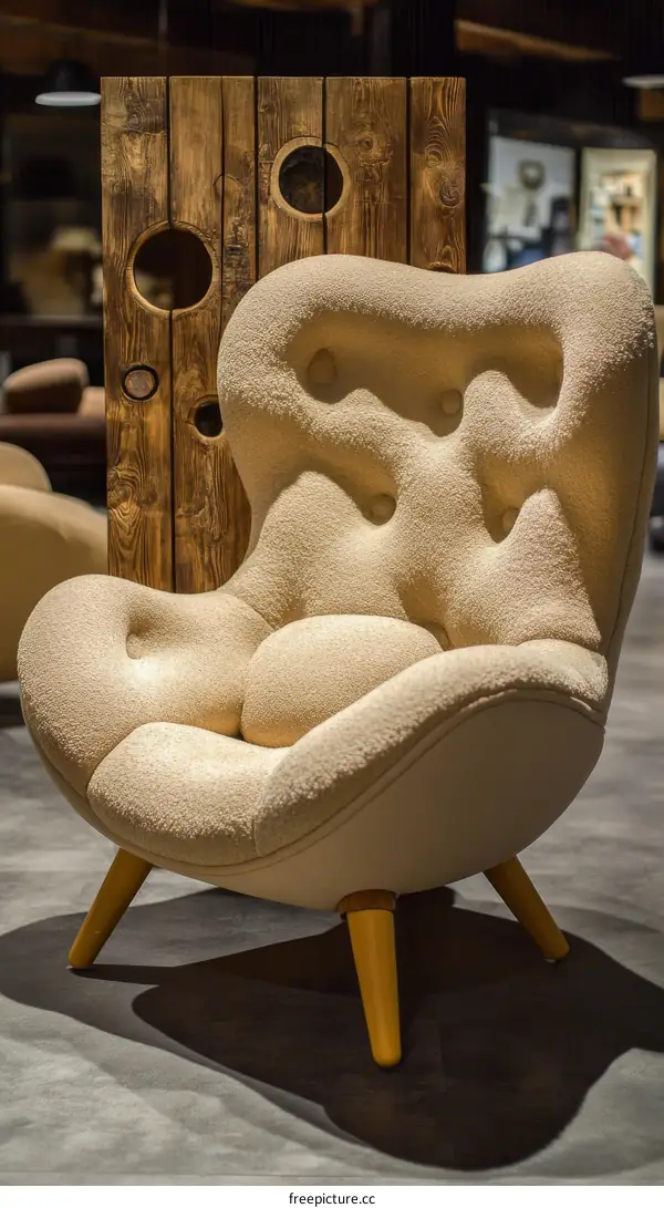 Modern Beige Upholstered Armchair Design