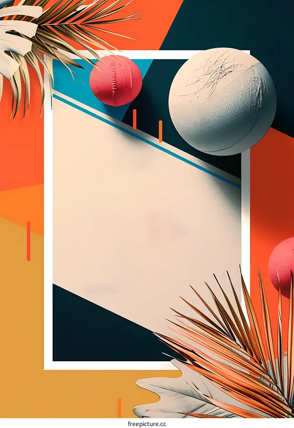 Abstract Geometric Shapes With Palm Leaf