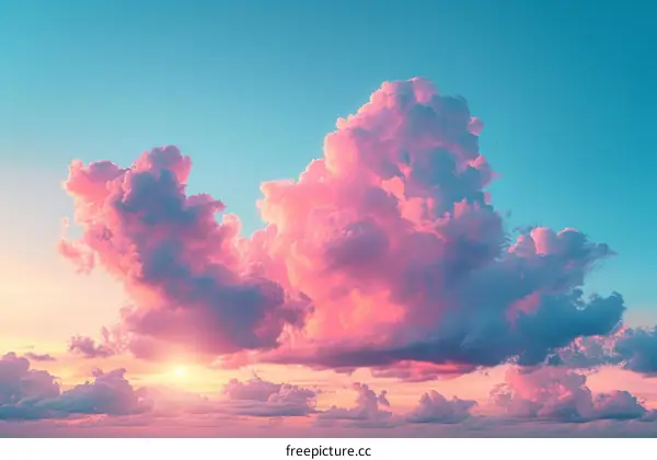 A pink and blue sky with clouds