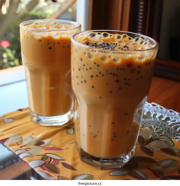 Iced coffee with chia seeds