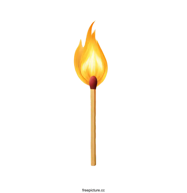 [Transparent Background PNG]Burning Matchstick Illustration