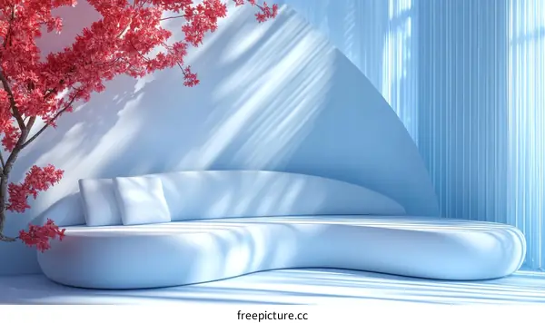 Modern Minimalist Living Room Illustration with Light and Shadow