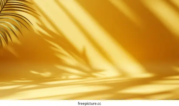 Golden Sunlight Shadow Play with Palm Leaf