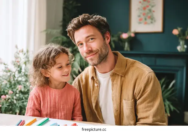 Father and Daughter Enjoying a Creative Activity Together