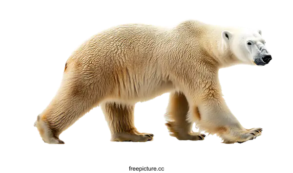 [Transparent Background PNG]Majestic Polar Bear Strolling in Arctic Landscape