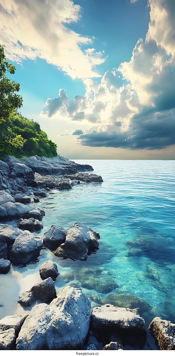 Crystal Clear Water and Rocks on the Coastline