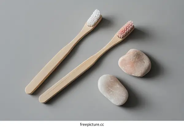 Sustainable Bamboo Toothbrushes and Stones
