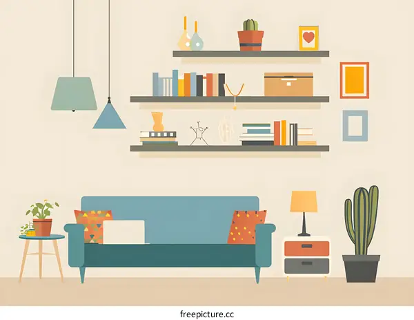 Modern Living Room Interior Design Illustration