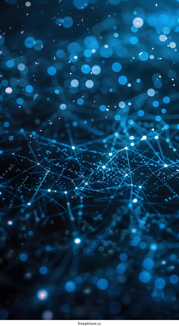 Blue abstract background with a network of glowing dots and lines