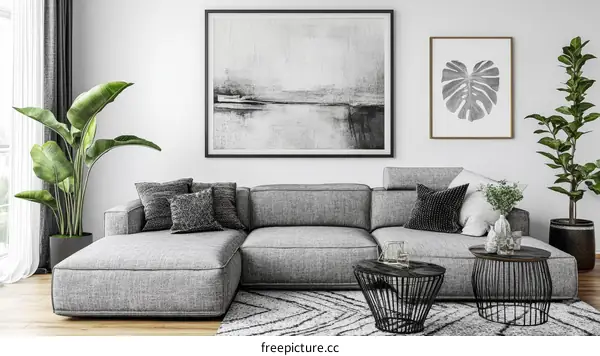 Modern Gray Living Room Interior Design