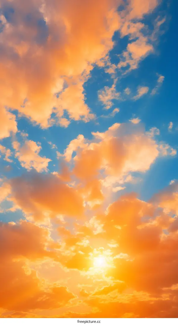 Sunset Sky: Vibrant Orange and Blue Hues