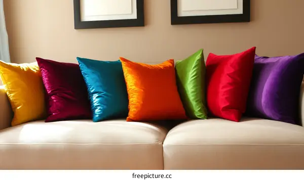 Colorful Velvet Throw Pillows on a Sofa