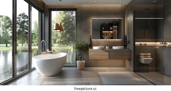 Modern Luxury Bathroom with Panoramic Views