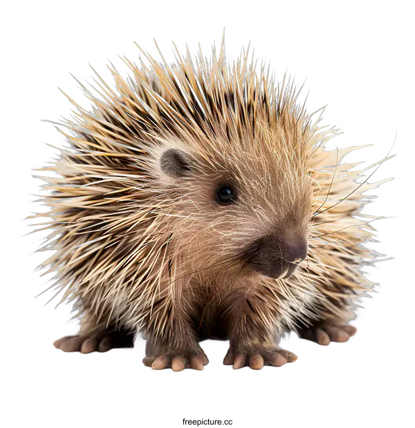 [Transparent Background PNG]A young North African Hedgehog on white background