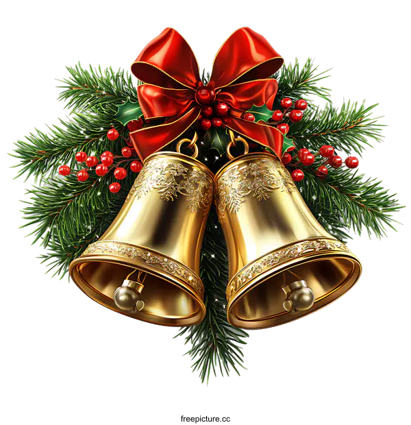 [Transparent Background PNG]Christmas Bells with Festive Decor