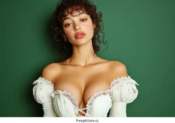 Charming Woman in Elegant Vintage Style Dress