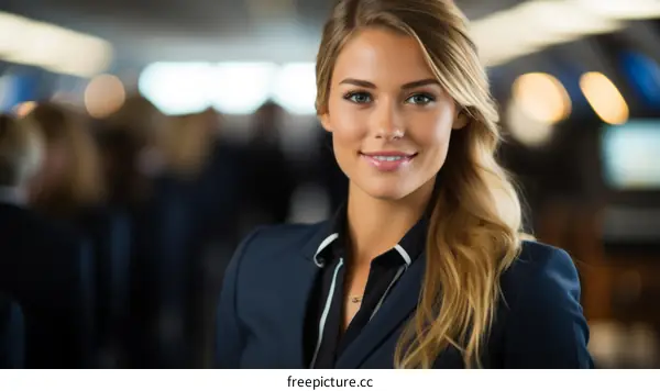 Portrait of a young businesswoman smiling in an airport