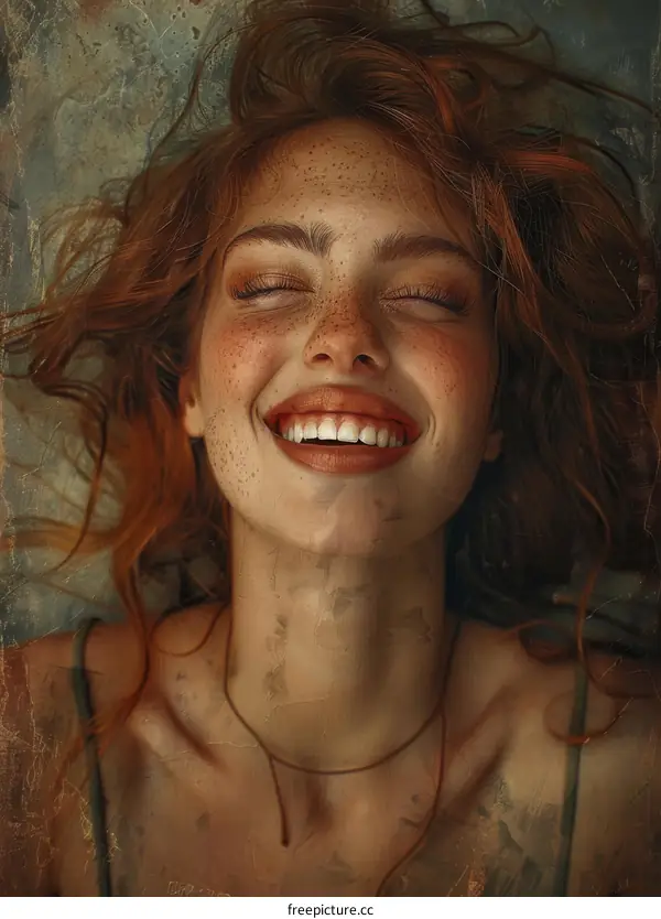 Portrait of a Joyful Redhead Woman